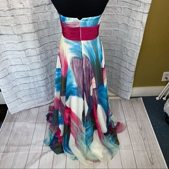 Scala strapless brush print multicolor maxi dress sz 4 - Picture 16 of 16